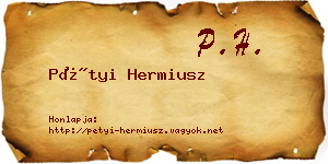 Pétyi Hermiusz névjegykártya